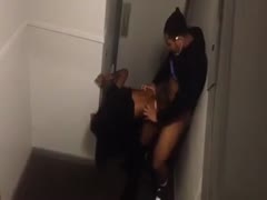 In the lavatory, Ardent Dark Nympho got nailed doggie style.